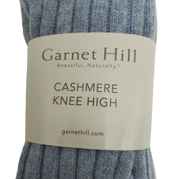 NEW Garnet Hill Socks Knee High 9-11 Blue Mist 82% Cashmere Warm Cozy Holiday - Picture 4 of 5